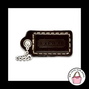 1.5" Small COACH Chocolate Brown Patent Leather Fob Bag Charm Keychain Hang Tag